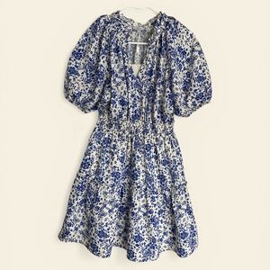 Rails Fiorella Blue Marguerite Tiered Mini Dress Puff Sleeves Size M NWT